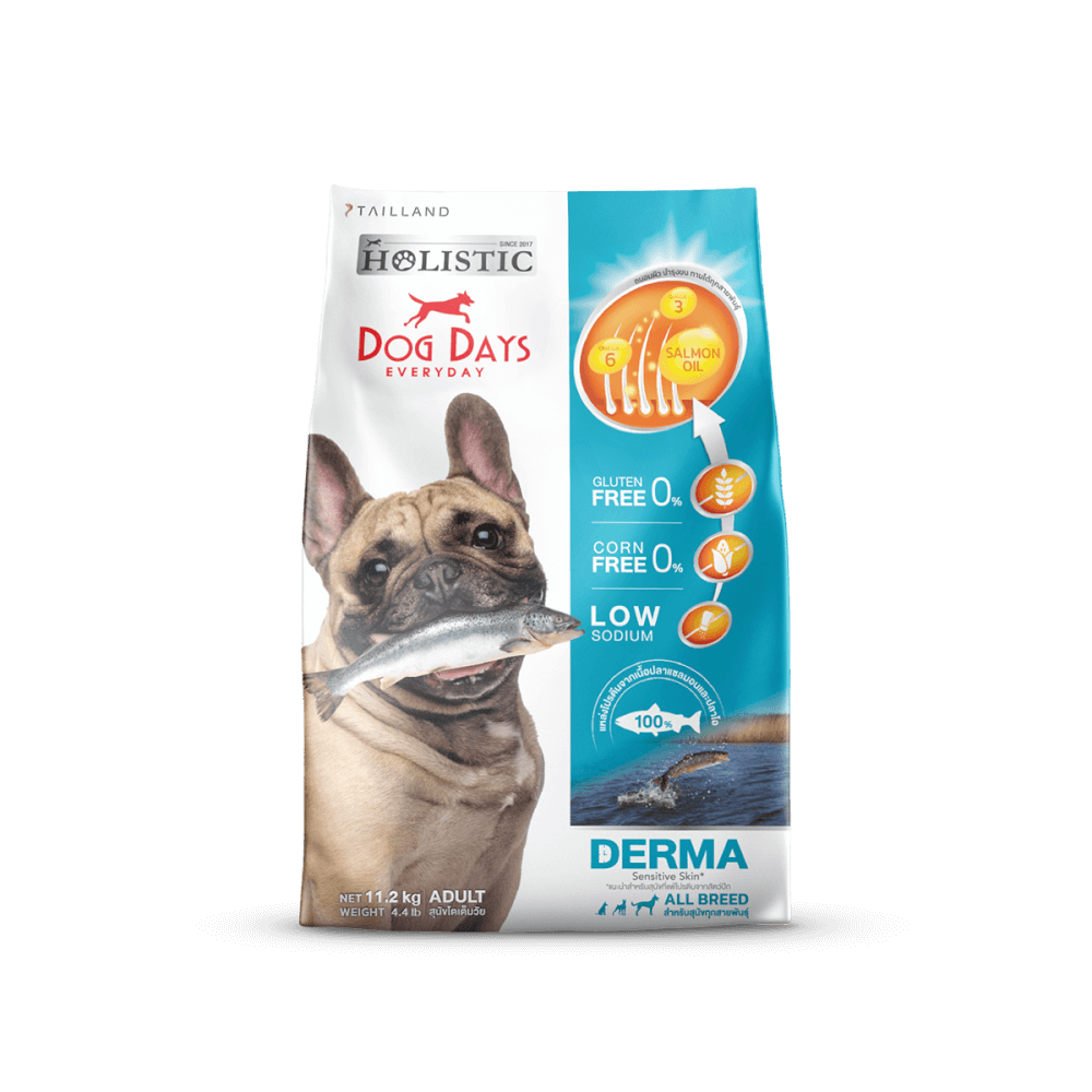 อาหารเม็ดสำหรับสุนัข DOG DAYS เกรดโฮลิสติก รสปลา สูตร DERMA (11.2 KG)